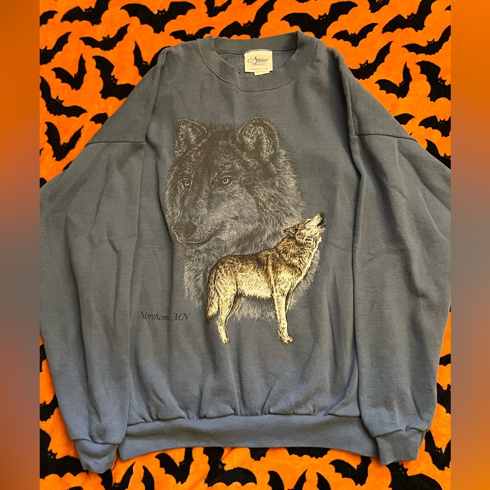 Vintage Artisan Blue Wolf Sweatshirt XL